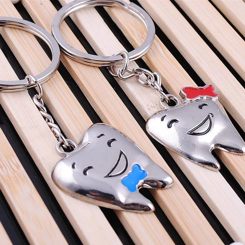 

1 Pair High quality Lovely Tooth Key Chain for Lovers Key rings Cute Pendant llaveros personalizados