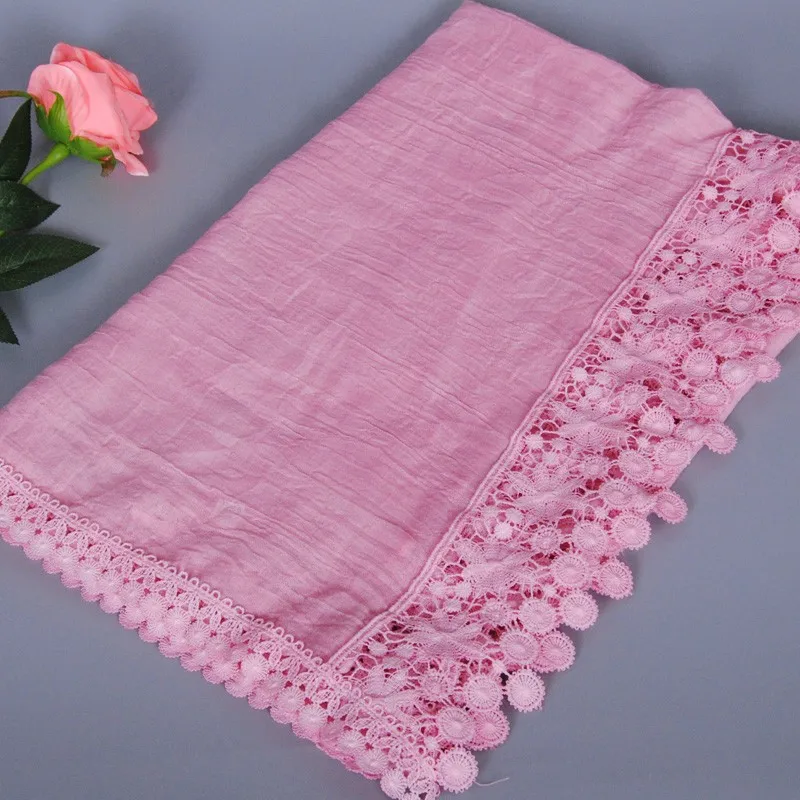 Высокое качество хлопка Для женщин Кружева цветочные хлопок платки оголовье дизайнер Популярные Хиджаб Wrap длинные мусульманские