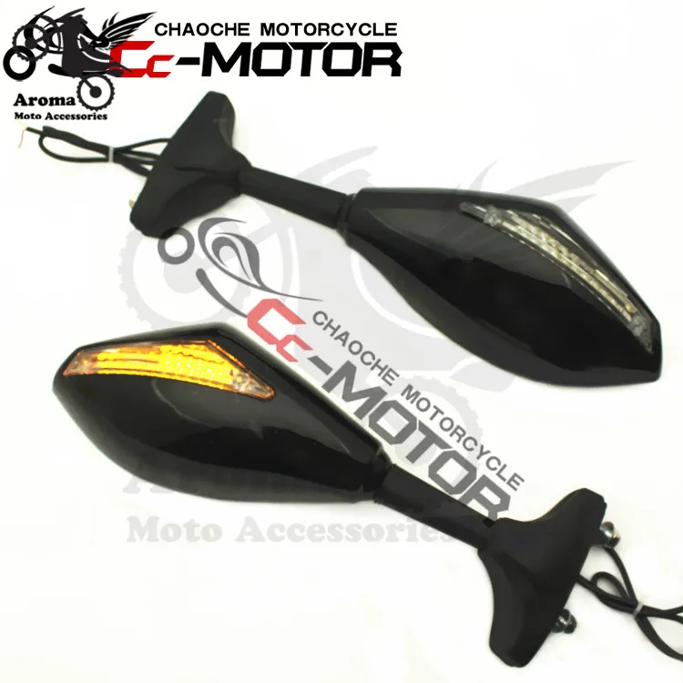 2Pcs Motorcycle Rearview Side Mirrors w Turn Signal LED Light for Ducati 1098 S