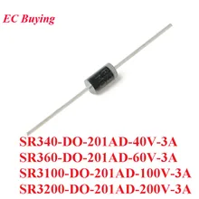 10 шт. SR340 SR360 SR3100 SR3200 DO-201AD выпрямительный диод Шоттки диод) силиконовый мостик выпрямитель 40V 60V 100V 200V 3A