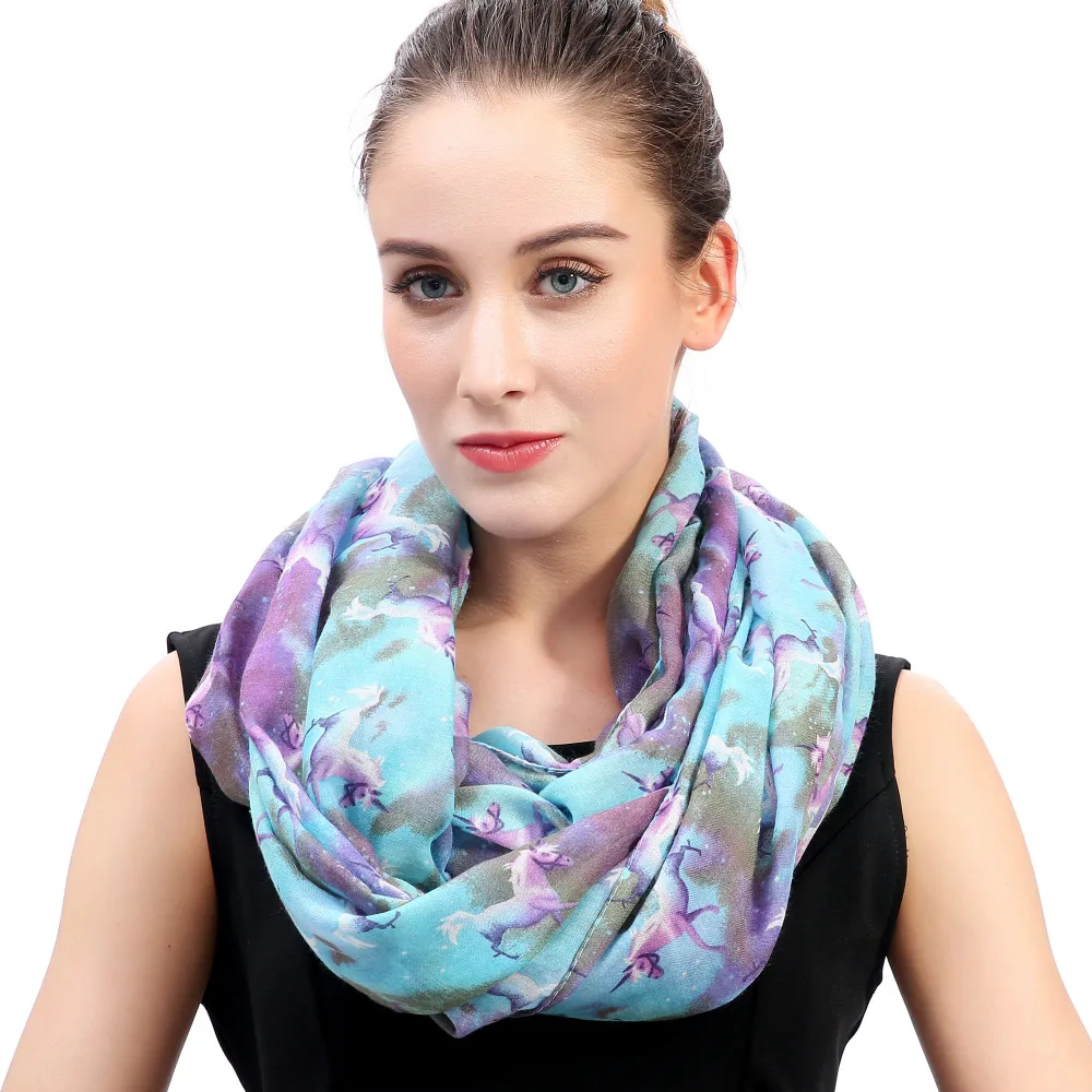 Unicorns and galaxy print women s infinity loop scarf lightweight in