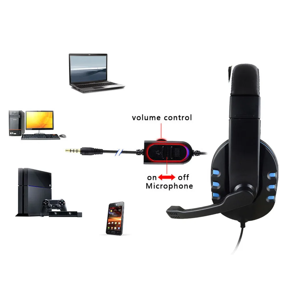 Professional 3 5mm Wired Stereo Gaming Headsets with Microphone Gamer Earphone for PS4 MP3 PC Computer Headphones for Gamer