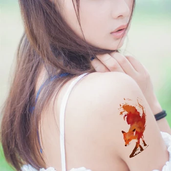 

Waterproof Temporary Tattoo Sticker ink painting fox parrot Eiffel tower tatto stickers flash tatoo fake tattoos for women girl
