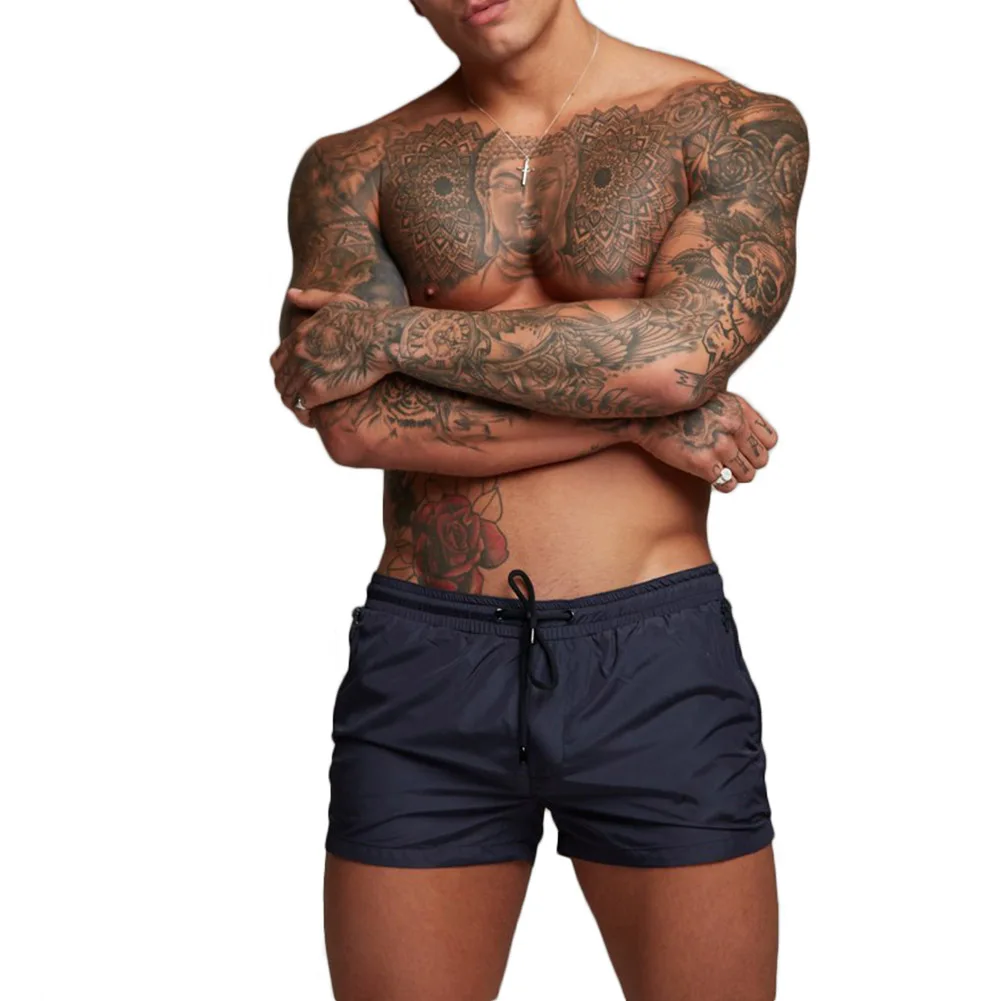 navy blue Мужские однотонные шорты дышащие сухие быстро впитывающие пот Повседневные Шорты Для лета-MX8 - Цвет: navy blue