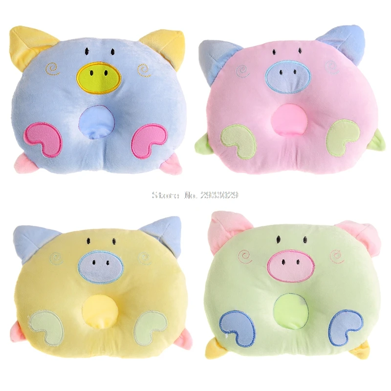 Baby Anti roll Pillow Flat Head Sleeping Lovely Pig Design Shaping Pillow B116
