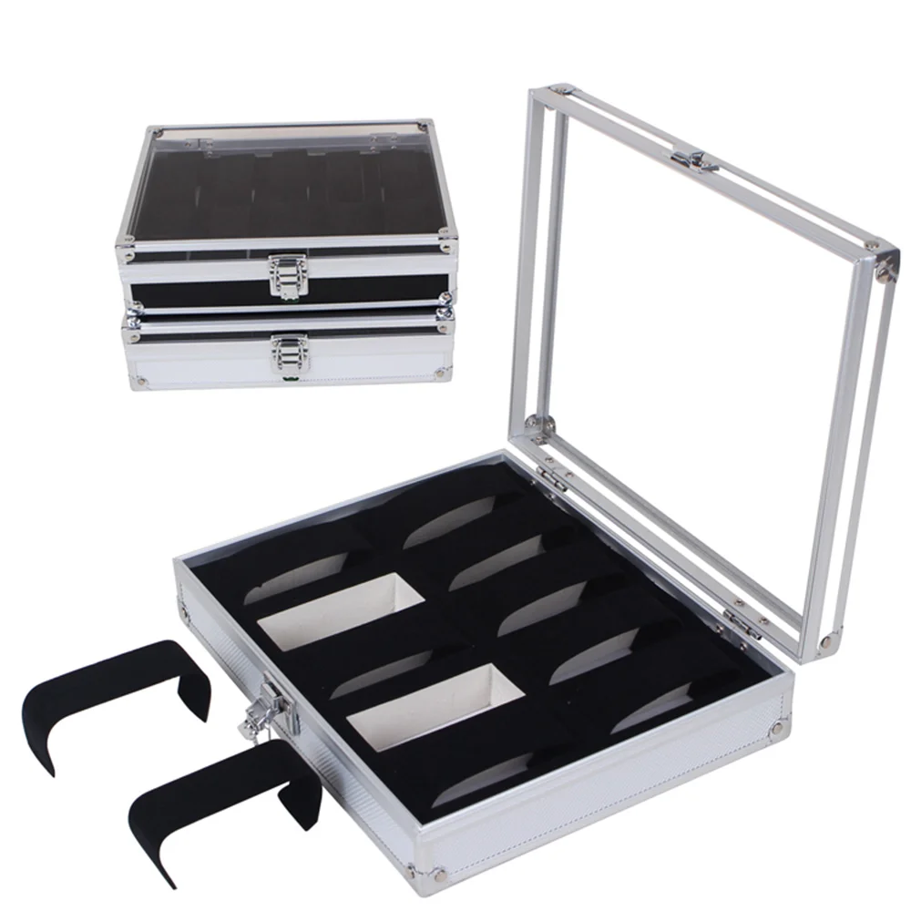 Watch box 10 grid watch holder storage jewelry display rectangular fashion style aluminum | Наручные часы