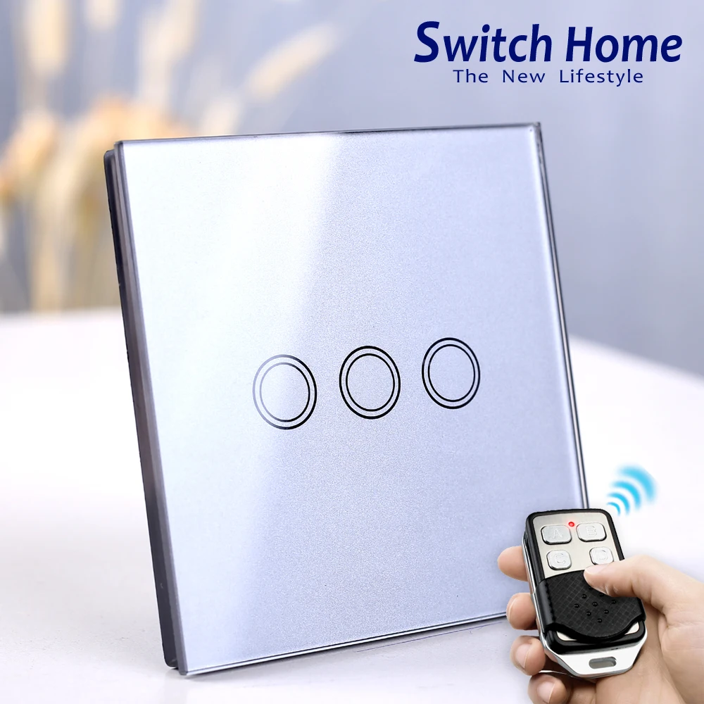 Buy 3 Gang Touch Wall Light Switch, Wireless Remote Control Touch Light Switch