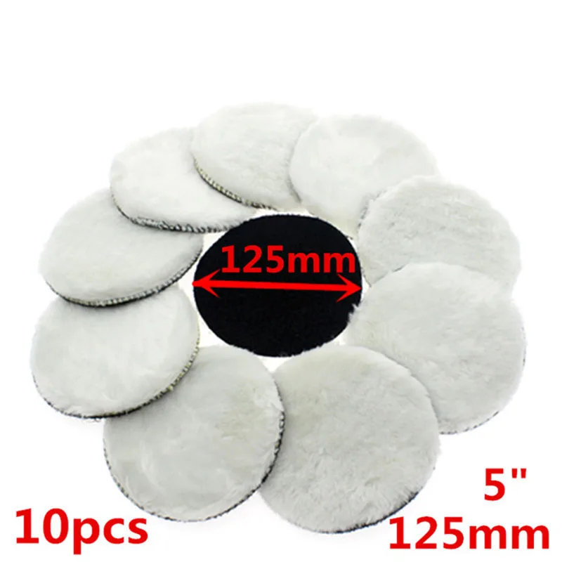 

Set Polishing Pad Attachment Cleaning Wool Waxing Disc Accessories 10Pcs 125mm Artificial Polisher Replacement