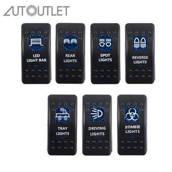 

AUTOUTLET 7PCS 12V 24V Rocker Toggle Switch Button With Blue Indicator Light Waterproof IP65 For Car Truck Boat Vans Motorcycles