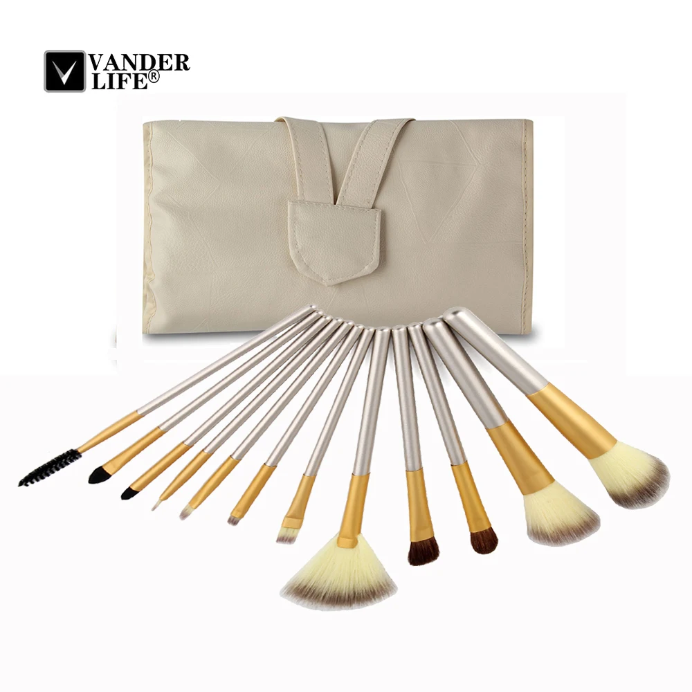 Classic Makeup Brushes Foundation Eyebrow Eyeliner Blush Cosmetic Concealer Champagne Make Up Brushes Tools pincel maquiagem (1)