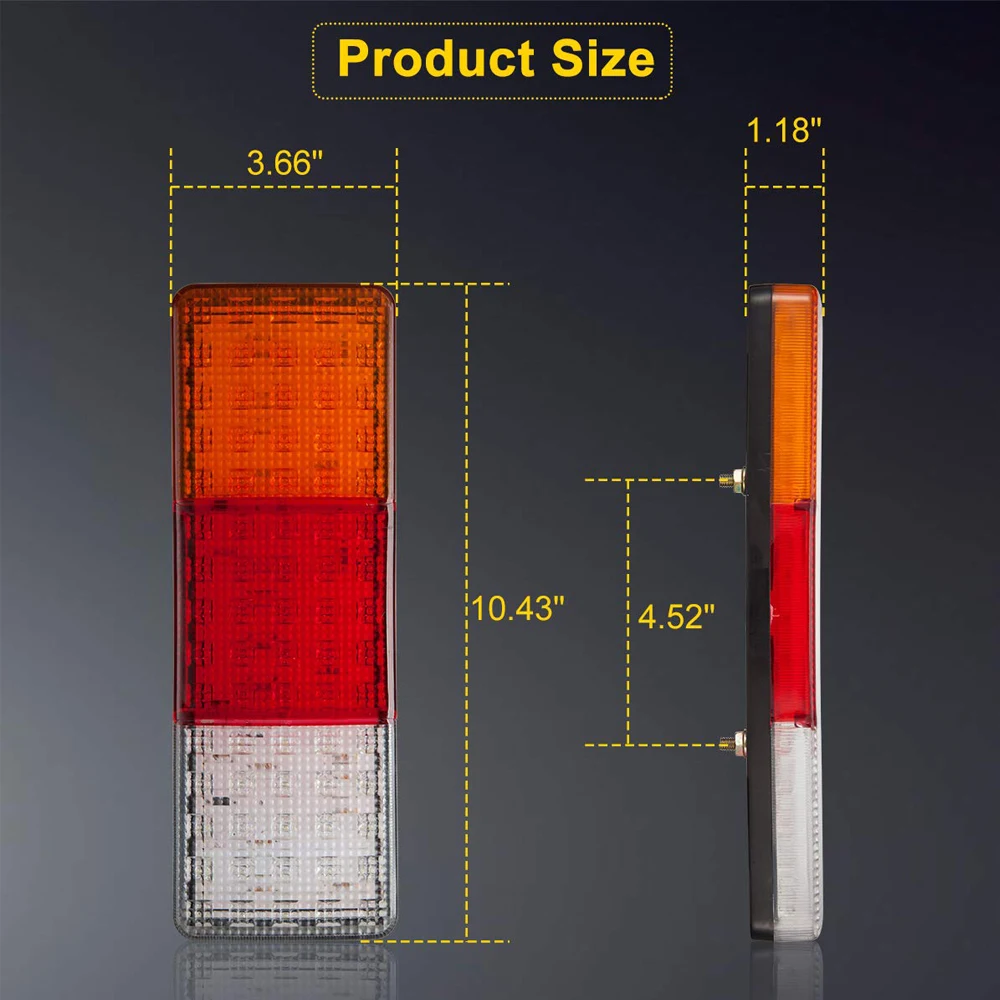 Partol, 2 шт., 75 светодиодный светильник для прицепа грузовика, индикатор стоп-сигнала, задний Tai светильник, прямоугольник для Utes, караванов, кемперов, автобусов, фургонов, 12 В