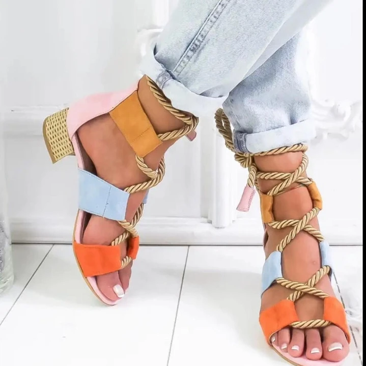 

Vertvie 2019 Summer Fashion Wedge Espadrilles Women Sandals Heel Pointed Fish Mouth Sandals Hemp Rope Lace Up Platform Sandal