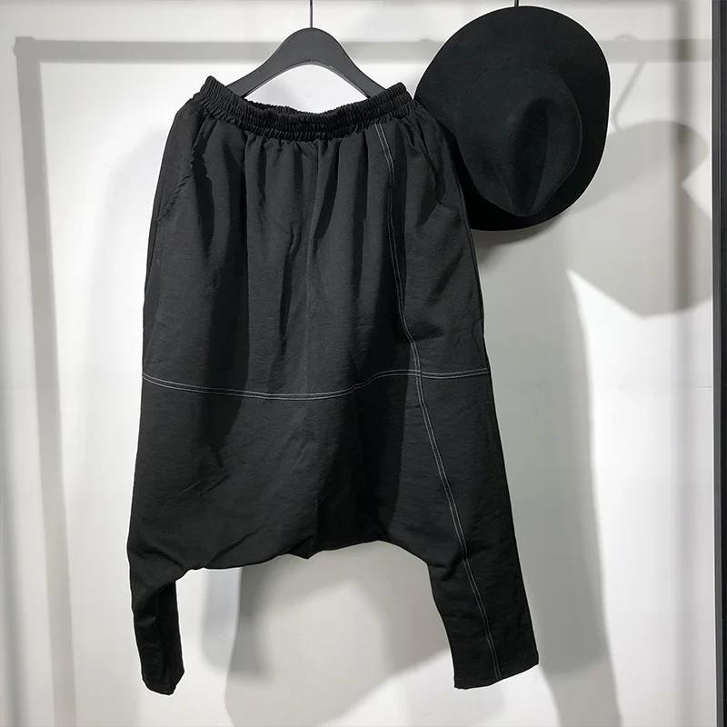 S-6XL! весенне-осенние дизайнерские мешковатые брюки с шаговым швом Асимметричные Брюки с подвешиванием