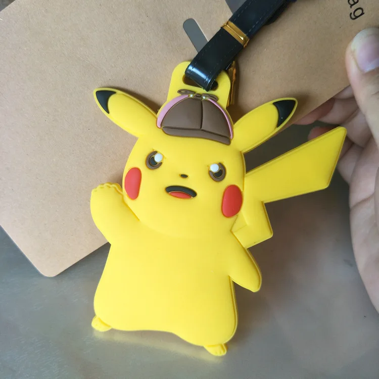 Anime Pokemon Gengar Pikachu PVC key chain Piplup Charmander Squirtle cute funny soft rubber luggage tag boarding pass bag tags - Цвет: 3