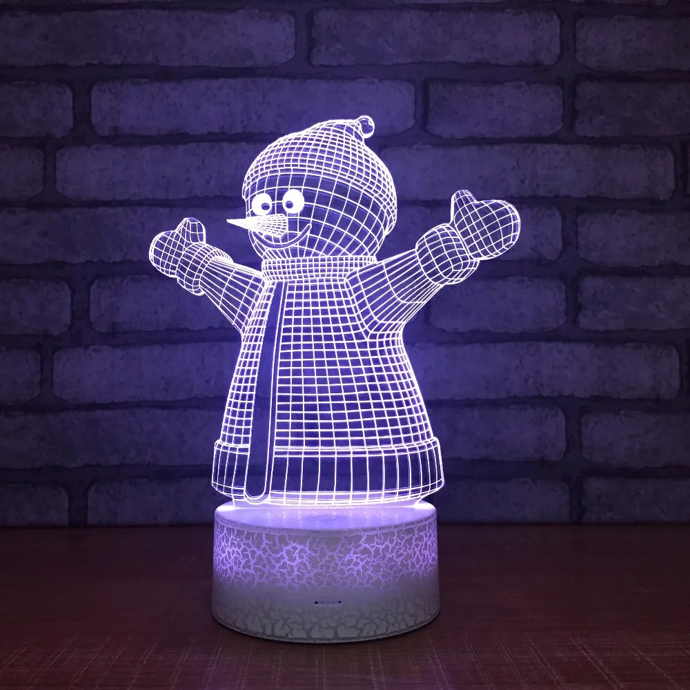 Новое поступление, креативный 3d ночник со снеговиком, светодиодный сенсорный пульт дистанционного управления, 7 цветов, 3d настольная лампа в спальне, подарки для детей