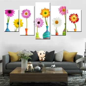 

5 panel colorful chrysanthemum landscape modern canvas painting HD printing modular poster wall art living room home decoration