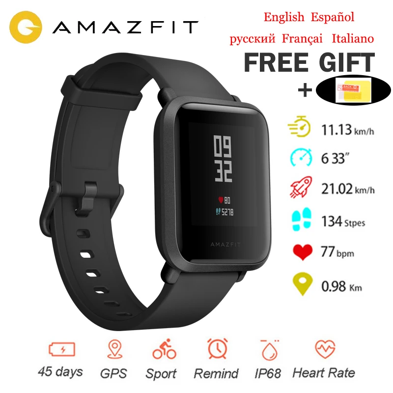 

International Version Amazfit Bip Smart Watch Huami GPS Smartwatch Android iOS 45 Days Battery IP68 Original