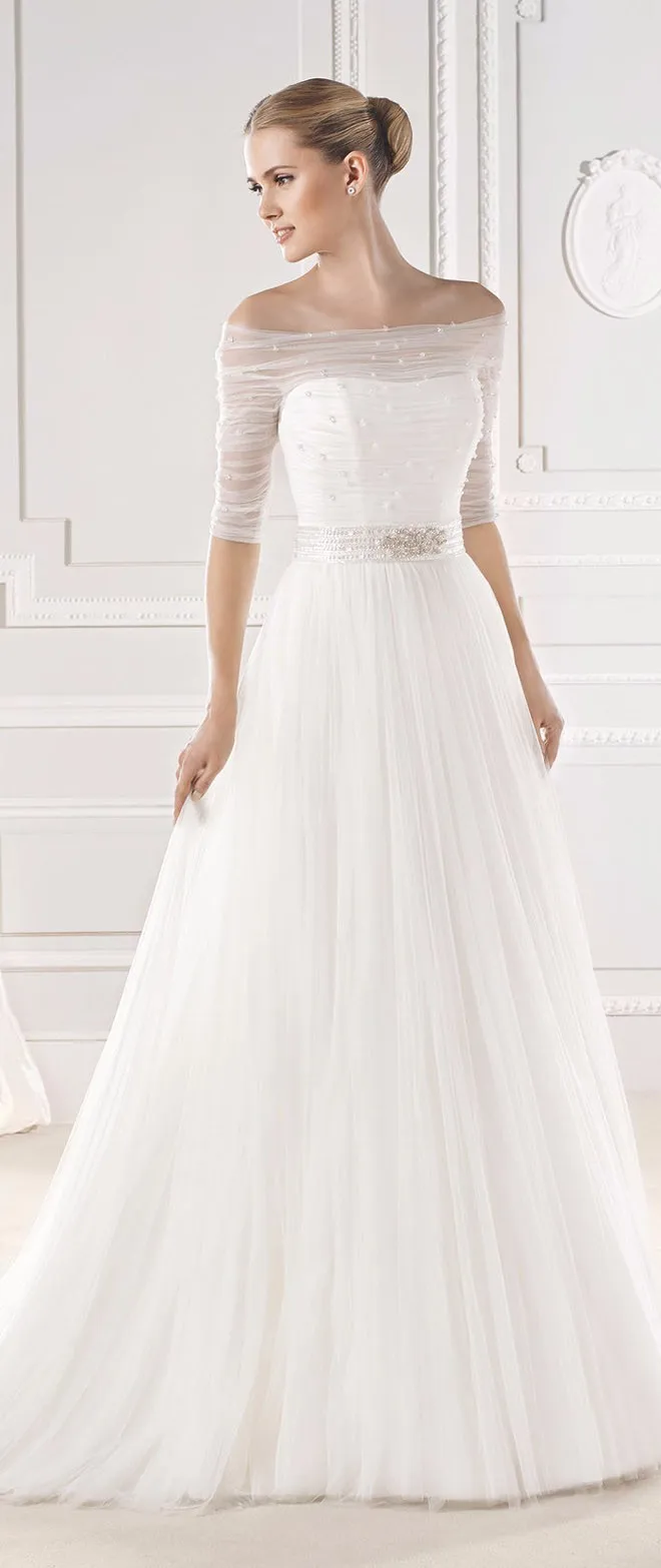 Half Sleeves Wedding Dress For Muslim Women A Line Silky Organza