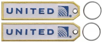 

United Airlines Embroidery Keychain Key Chain Aviation Pilot Crew Tag