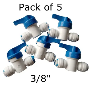 

5pcs Straight 3/8 " OD Hose Quick Connection Fittings POM Ball Valve For Water Purifier Reveser Osmosis Aquarium System