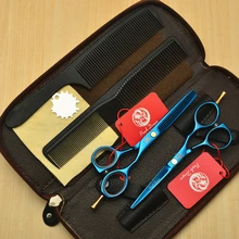 4 шт. набор 5,5 ''16 см Фиолетовый Дракон синий 440C профессиональные человеческие ножницы для волос Парикмахерские ножницы для резки филировочные ножницы Z1014