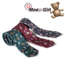 Милая женская японская форма JK шеи галстук Снежный и плюшевый мишки шаблон галстук Лолита элегантный стиль