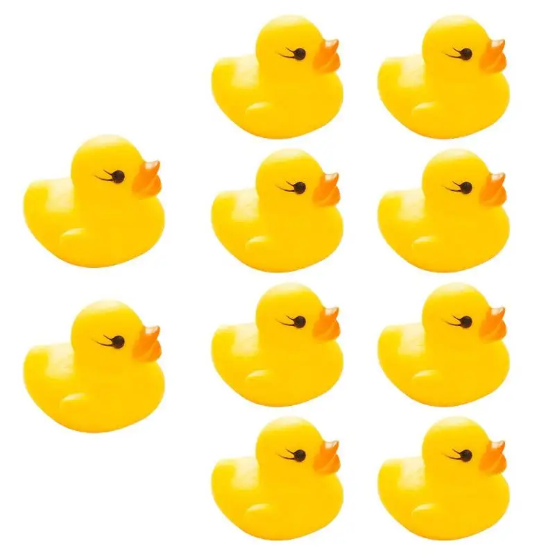 

10pcs/lot Mini Yellow Duck Toys PVC Squeaky Rubber Ducks Bathing Toys Baby Playing Water Bath Shower Toy Souding Talking Duckie