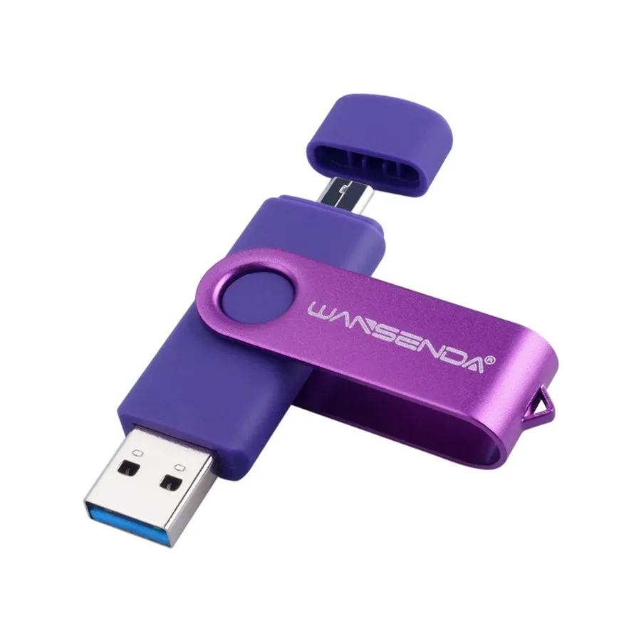 WANSENDA USB 3,0 USB флеш-накопитель OTG флеш-накопитель 16 ГБ 32 ГБ 64 Гб 128 ГБ Флешка 256 ГБ USB карта памяти внешний накопитель - Цвет: Фиолетовый