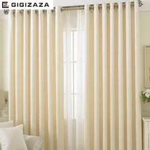 GIGIZAZA imitation cashmere fabric window curtain ivory color black out blinds custom size shade american style for room