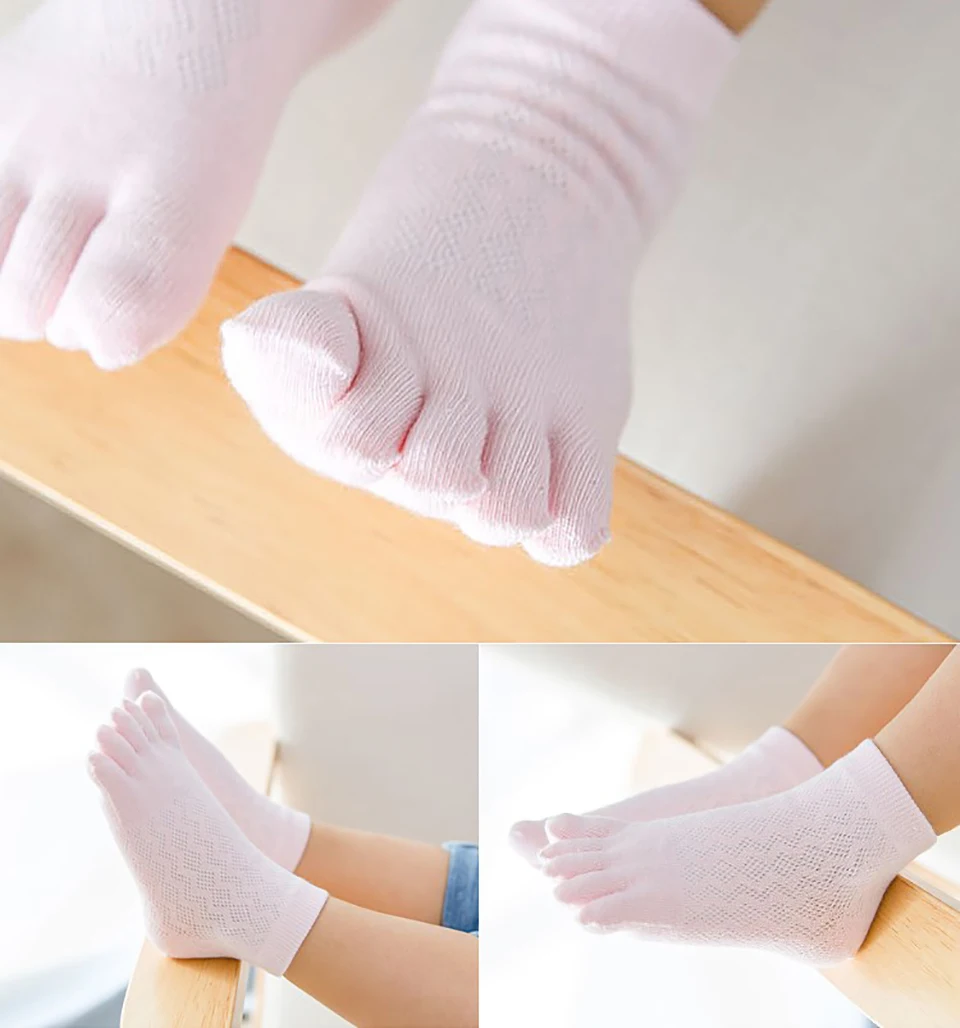 Новые однотонные детские носки милые носки для мальчиков и девочек Теплые хлопковые носки с пятью пальцами для детей