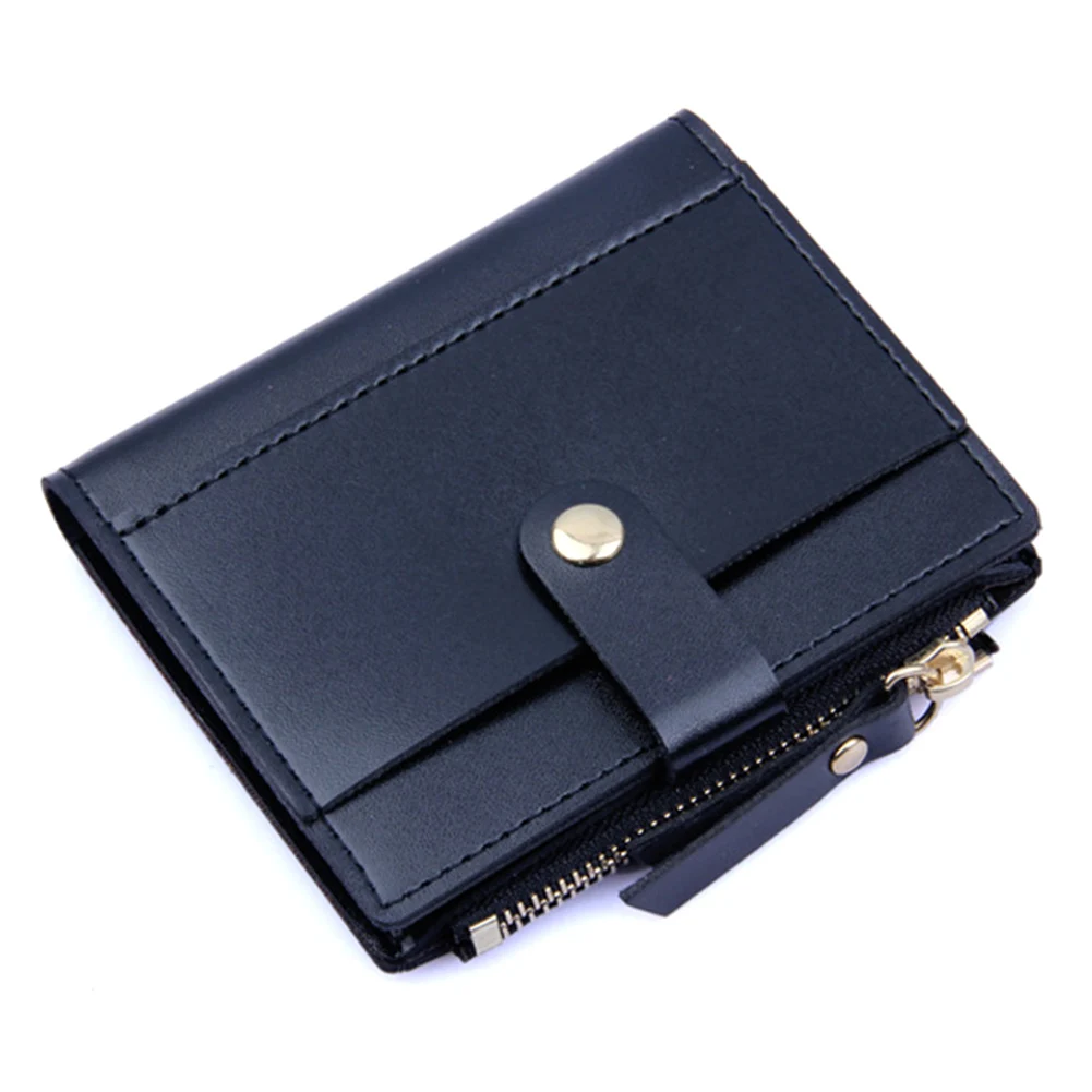 Карамельный цвет маленькие молнии модные Органайзер из искусственной кожи держатель рамок для кредитных карт сумки Для женщин кошелек портмоне Прекрасный - Цвет: Черный