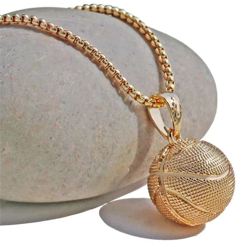 Ожерелье с подвеской в виде баскетбола, золотая цепочка из нержавеющей стали, ожерелье для женщин и мужчин, спортивные хип-хоп ювелирные изделия, подарок для любителей баскетбола