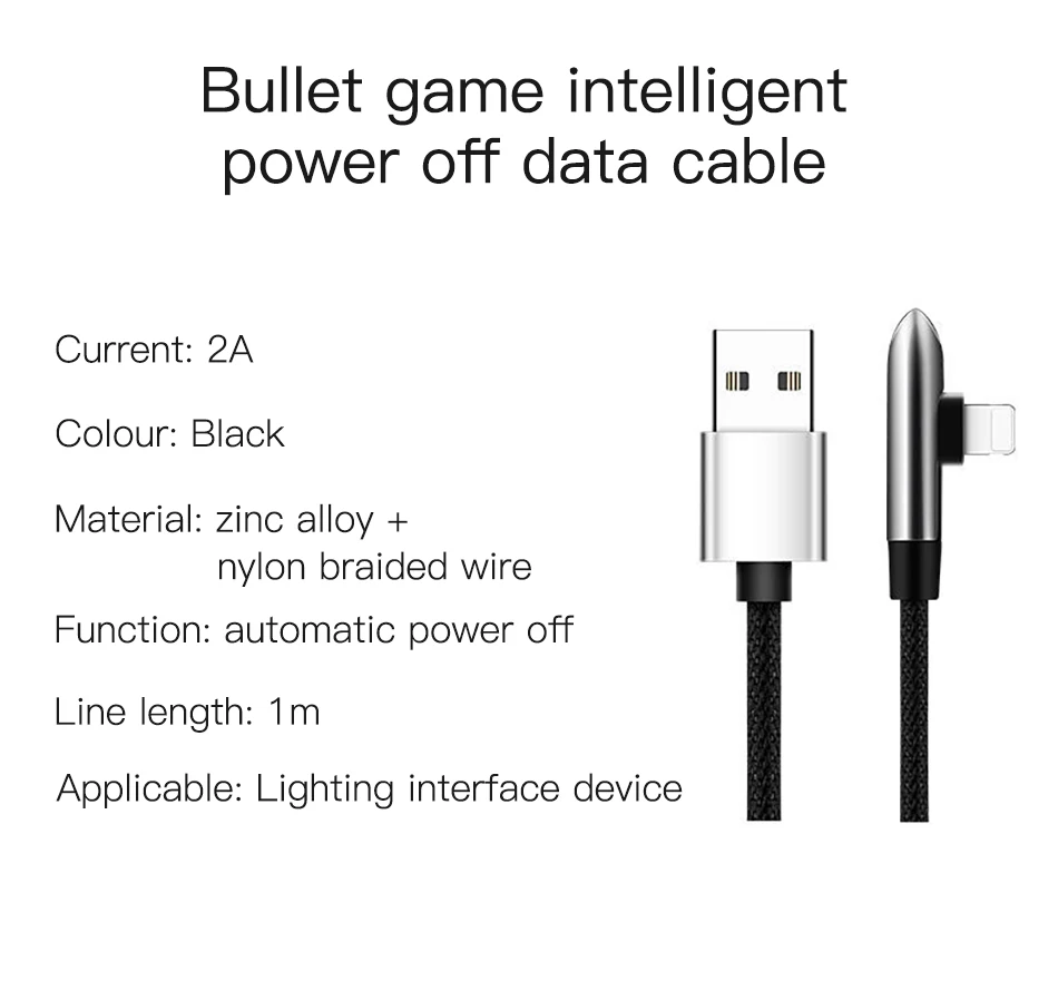 !ACCEZZ USB Cable For Apple iPhone X XS MAX XR 8 7 6 6S 5 5S Plus IOS 10 11 12 Lighting Charger Bullet Style Data USB Cable Cord (11)