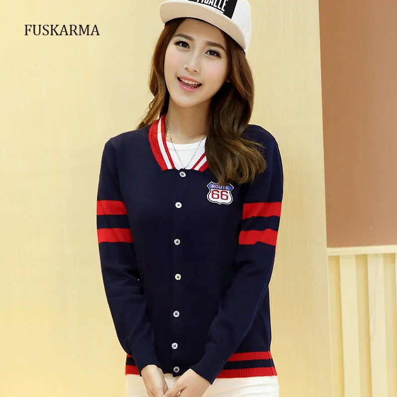 Cashmere Women Baseball Uniform Cardigan Sweaters For Women Knitted