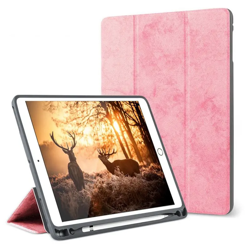 Чехол из искусственной кожи чехол для iPad Air 3 10,5 чехол с карандашом Чехол для iPad Pro 10,5 Satnd Чехол+ пленка+ ручка - Цвет: pink
