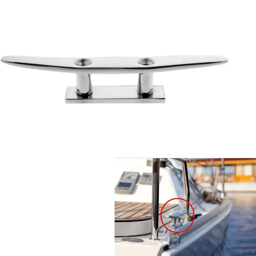 

High Polished 316 Stainless Steel Marine Boat Deck Cleat Rope Cleat Mooring Bollard - 8"