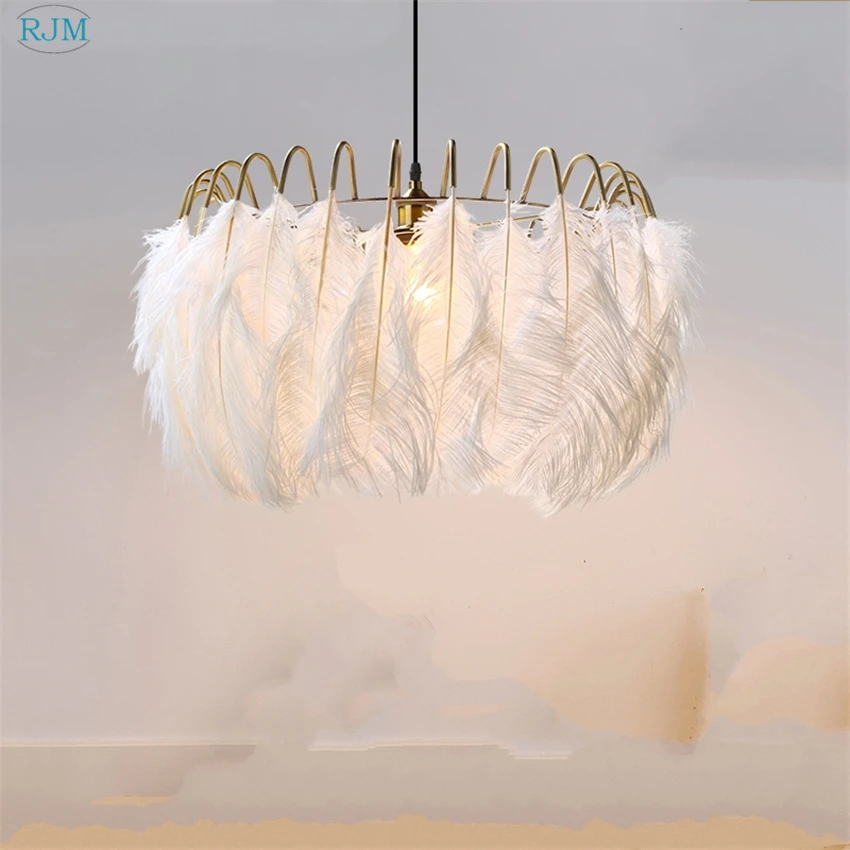 Современная Подвесная лампа в скандинавском стиле с черными перьями креативный