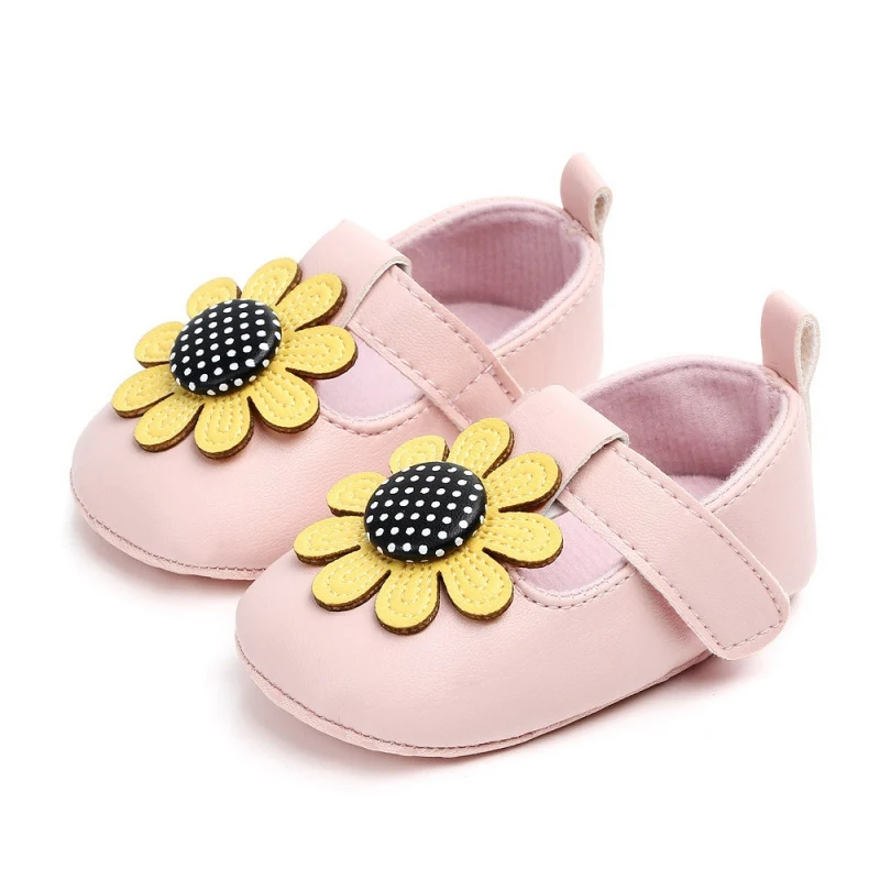 

Baby Girls Shoes First Walkers Newborn Lovely Flower Soft Soled Non-slip Footwear PU Baby Shoes hot