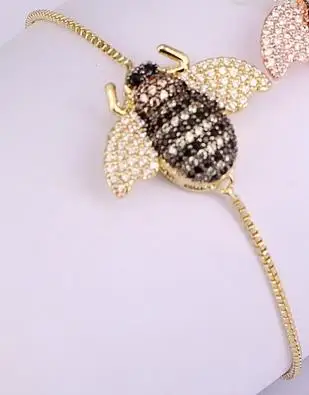 Gold Bracelet 5 шт. ZYZ182-0307 микро проложить Циркон браслет с насекомыми Femme слайдер цепи смешанные цвета циркония браслеты с подвесками для женщин ювелирные изделия - Окраска металла: Gold Bracelet