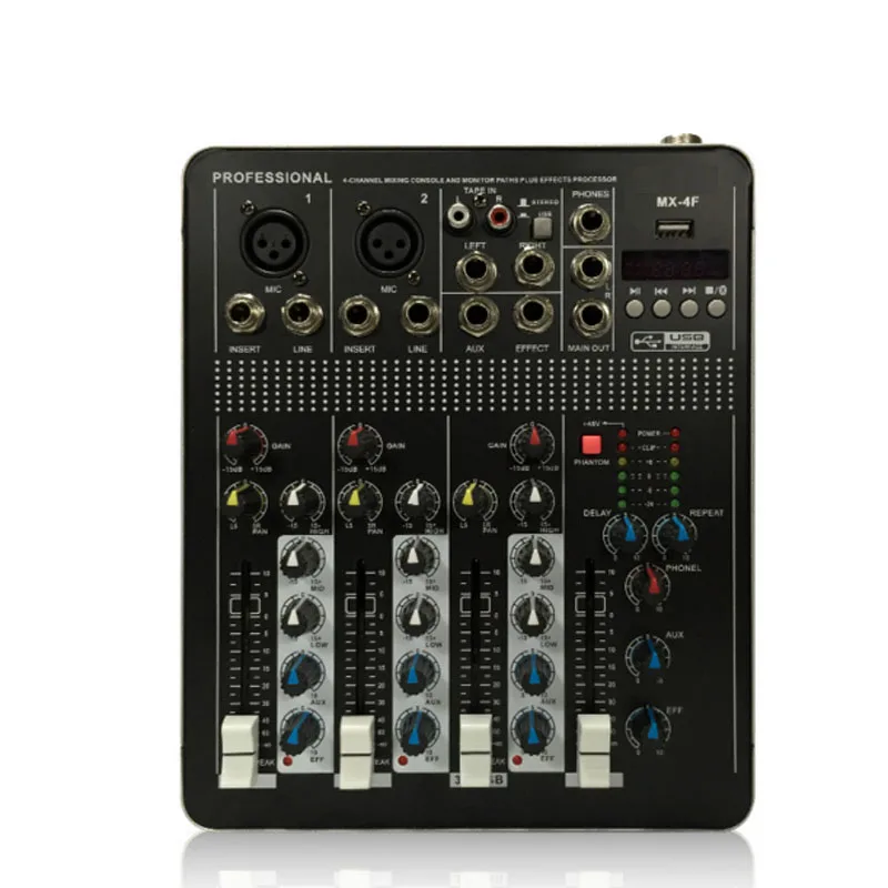 Audio Mixer Console with USB 4 Channel Mixer Sound