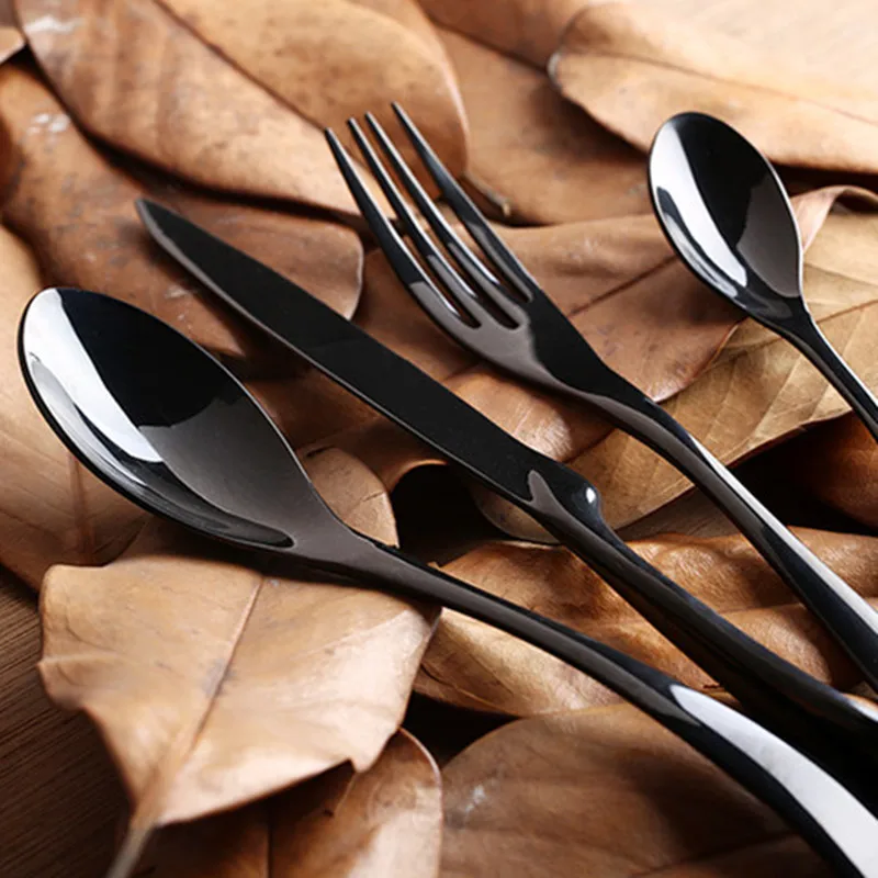 Набор столовых приборов из нержавеющей стали 4 шт./компл.|black cutlery set|dinnerware settableware set