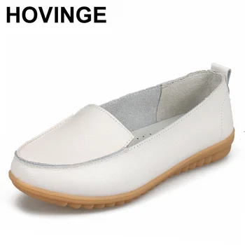 

HOVINGE New Design Fashion Women's Casual Shoes Genuine Leather Women Flats Shoe Soft Slip On Female Loafers Ladies Driving Shoe