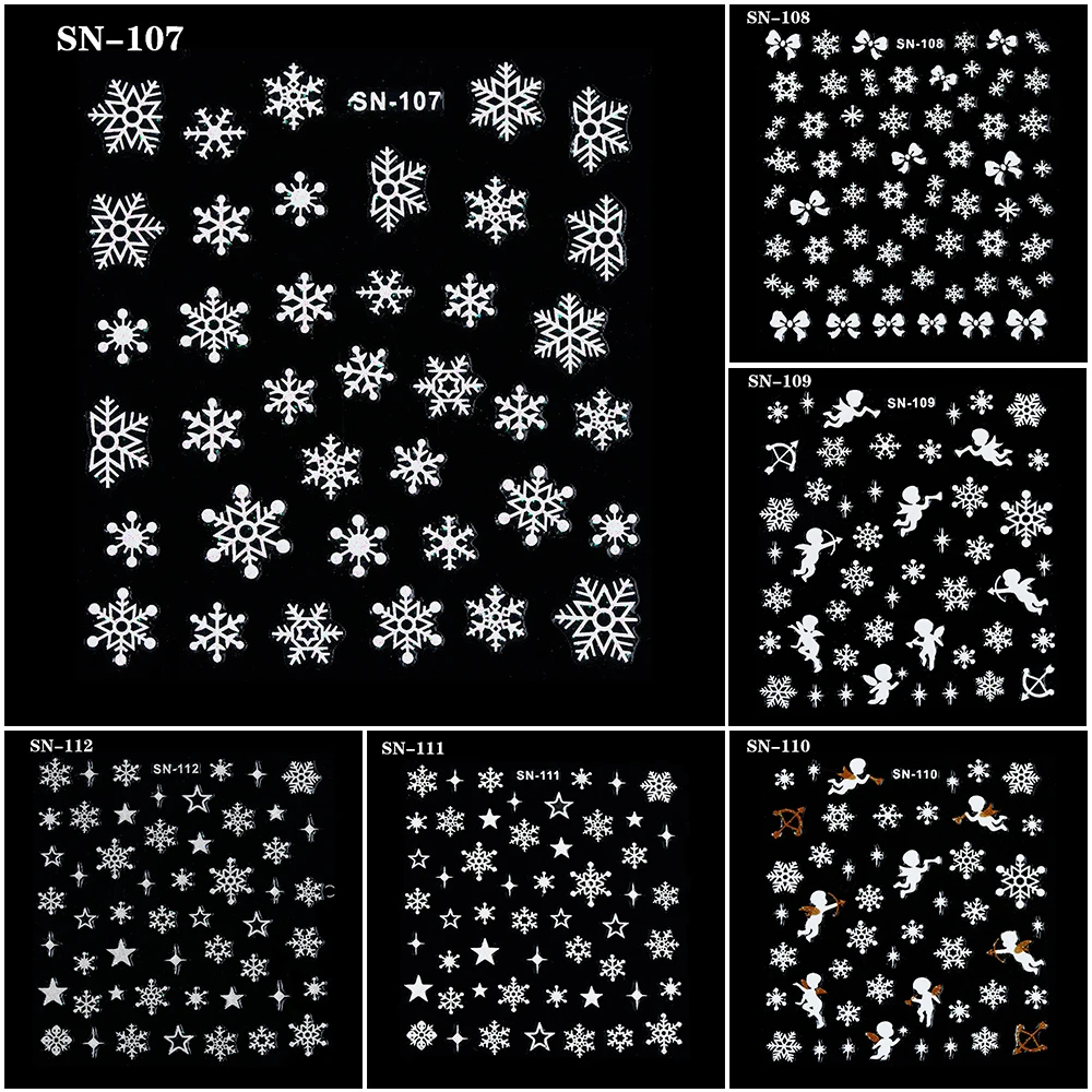 Christmas Theme Nail Sticker Xmas Santa Snowman Designs Nail Art DIY Craft Wraps Water Transfer Sticker New Year Nail Decal Gift