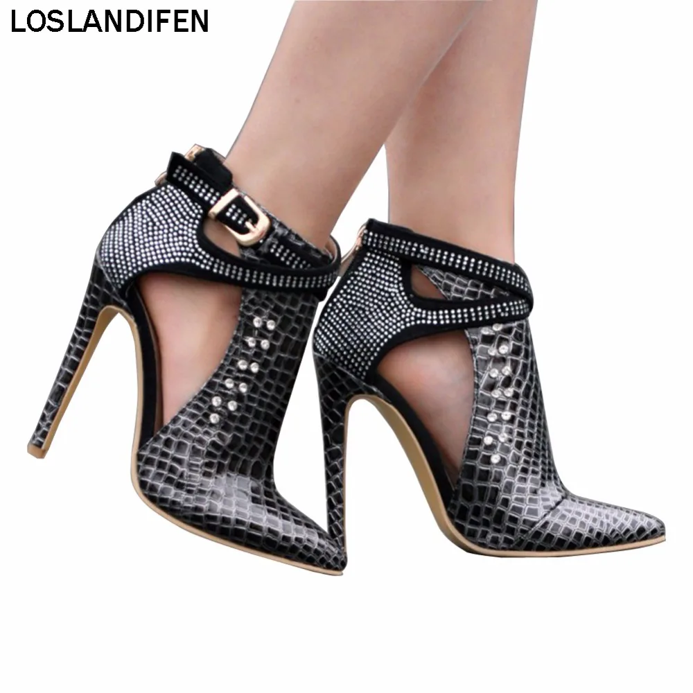 

Womens Fashion Handmade 110mm Pointy Buckle Strap Metal Jewelry Deco High Heel Stiletto Shoes XD151