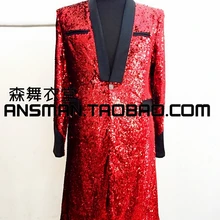 Новые мужские певцы DJ DS GD BIGBANG "Банг" концертный средний-длинный красный костюм с пайетками костюмы торжественное платье пальто! S-4XL