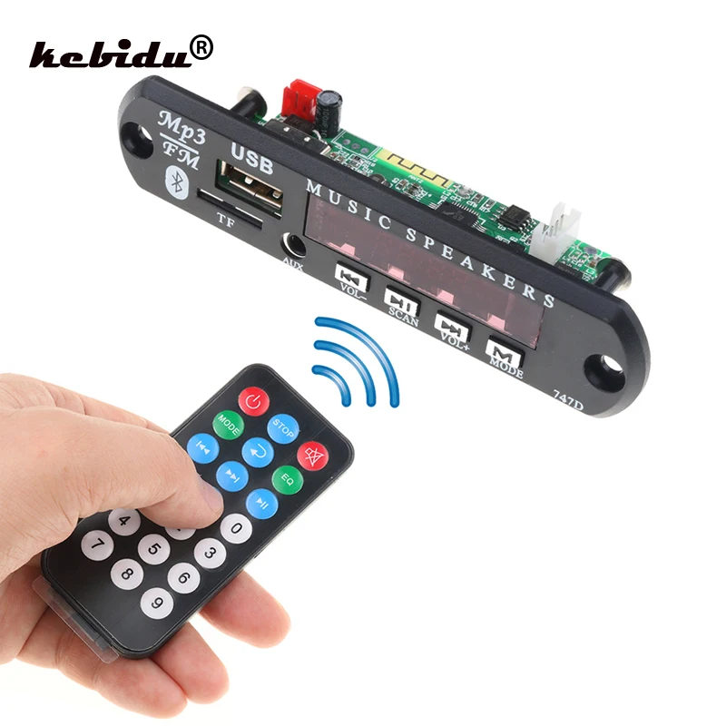 

kebidu Wireless Bluetooth MP3 Decoder Board with Remote Control Module for Car Audio USB TF FM Radio AUX 12V 24V for iPhone New