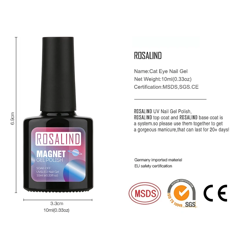 ROSALIND Cat Eyes Гель-лак для ногтей лак Vernis полуперманентные гибридные Лаки с Cat Eye Magent верхнее покрытие лак для ногтей