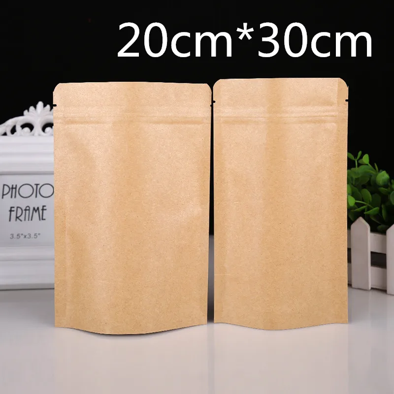 

DHL 7.9''x11.8'' (20x30cm) Stand Up Kraft Paper Aluminum Foil Storage Bag For Coffee Powder Beans Pack Zipper Lock Doypack Pouch