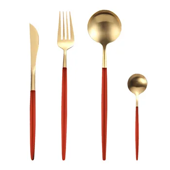 

304 color stainless steel cutlery set Four sets of restaurant cutlery set Steak knife set cutlery gift box