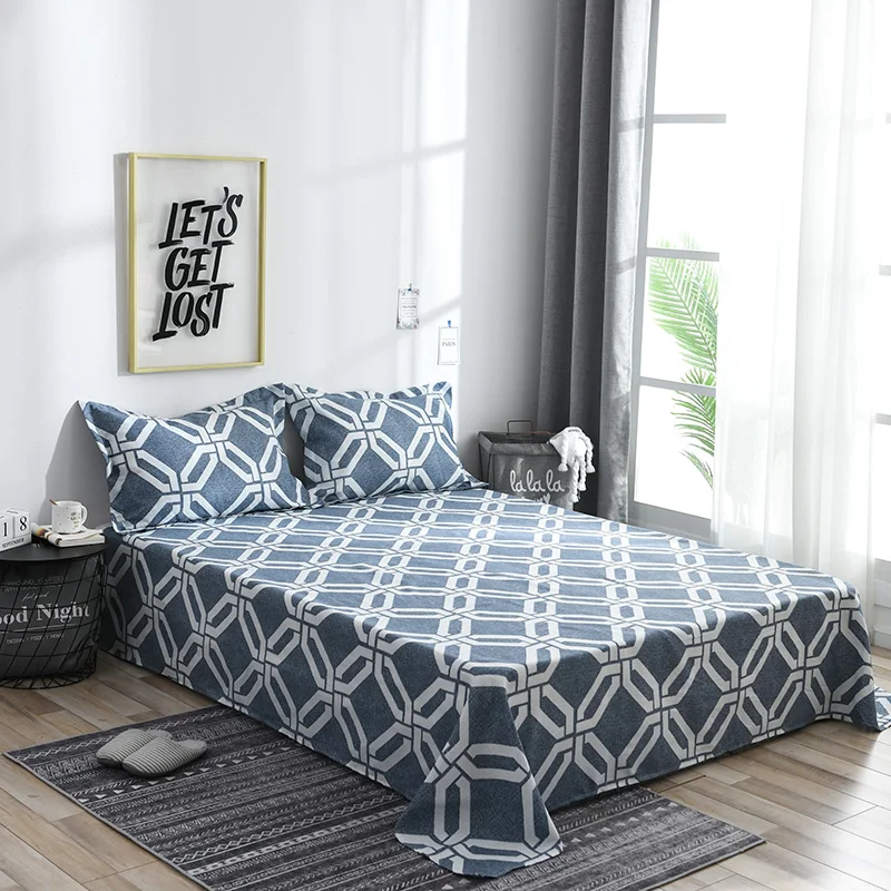 

Bedding Sheet Home Textile Fashion Geometric Pattern Flat Sheets Bed Polyester Fiber Sheet Bedding Linen For King Queen Size